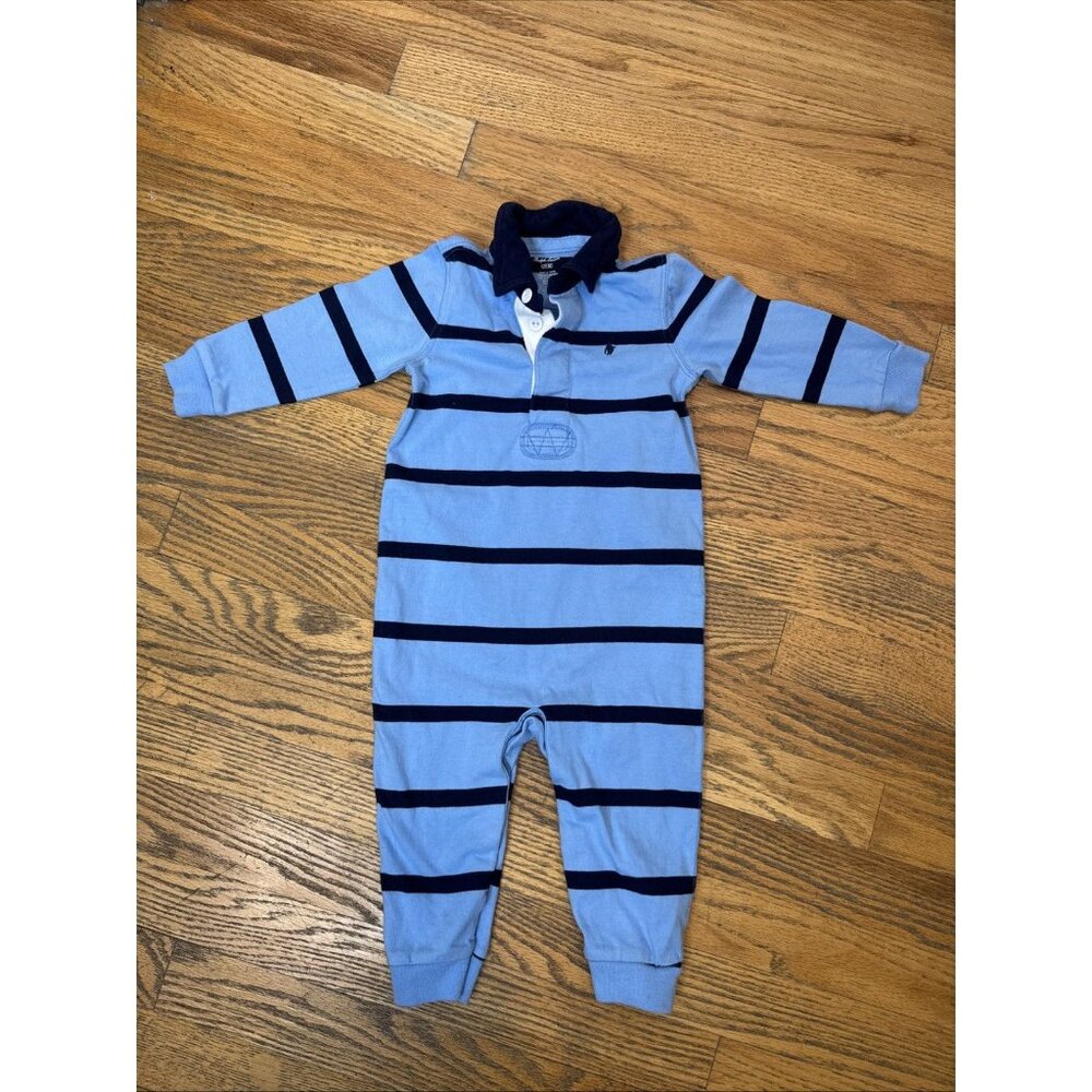 Polo by Ralph Lauren Blue & Navy Striped Long-Sleeve One-Piece